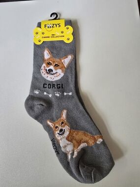 FOZZYS Canine Collection Corgi Socks - Gray